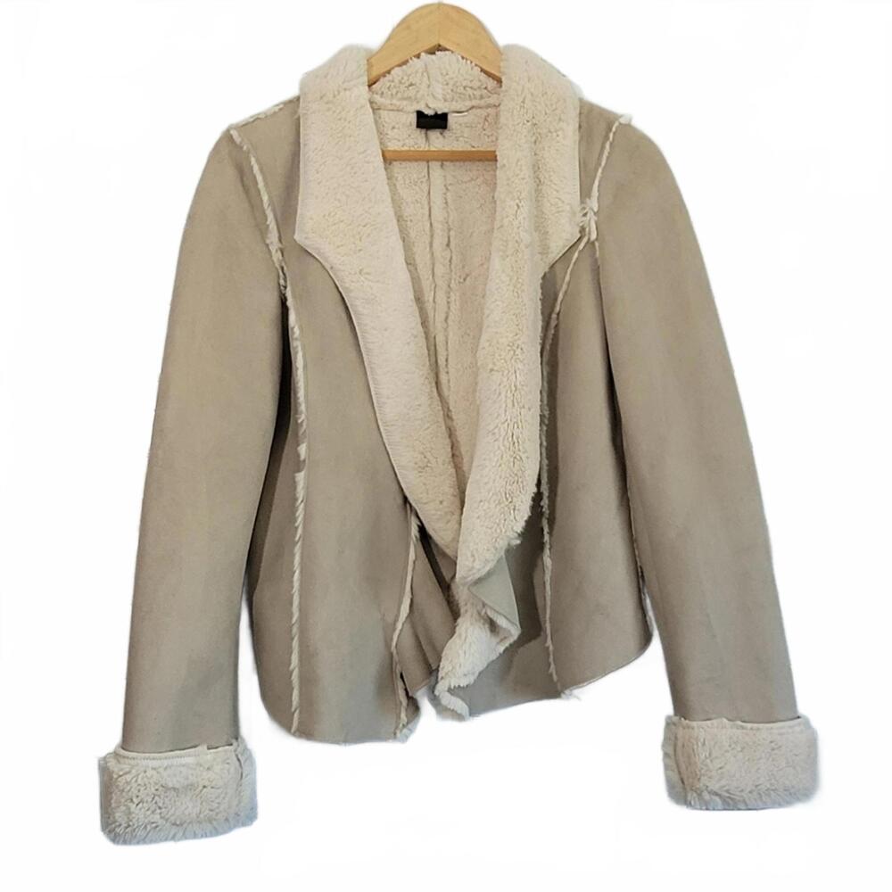 OXMO Ladies Soft Faux Suede Faux Fur Winter Jacket Medium Weight Waist Length Wa
